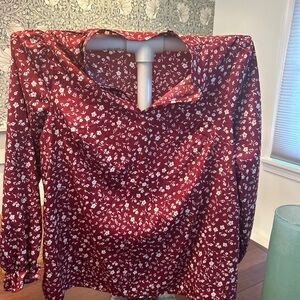 SHEIN Red Floral Blouse